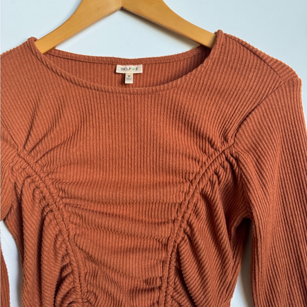 Rust Ribbed Long Sleeve Top - Picture 6 of 14